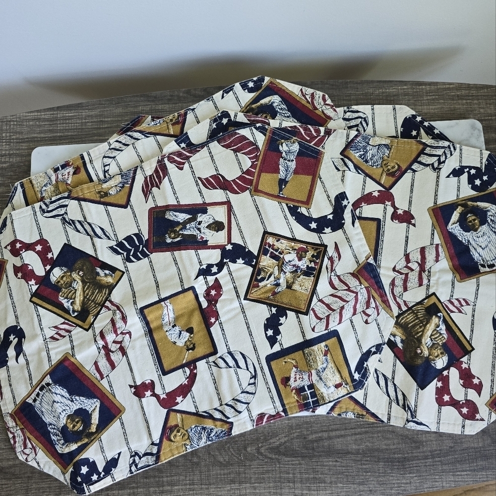 MLB Fabric Placemat & Napkin 8 Piece 125th Anniversary Novelty Baseball Decor - Picture 5 of 8